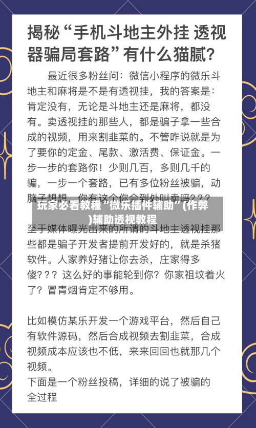 玩家必看教程“微乐插件辅助”(作弊)辅助透视教程-第1张图片