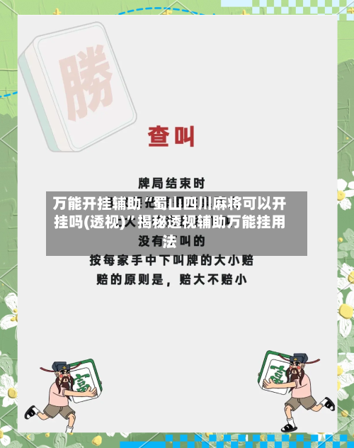 万能开挂辅助“蜀山四川麻将可以开挂吗(透视)”揭秘透视辅助万能挂用法-第1张图片