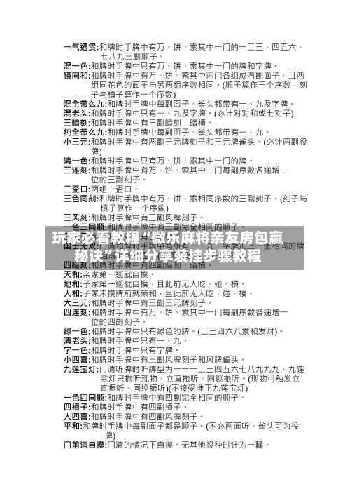 玩家必看教程“微乐麻将亲友房包赢秘诀”详细分享装挂步骤教程-第1张图片