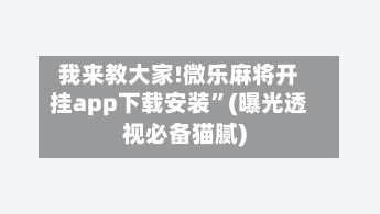 我来教大家!微乐麻将开挂app下载安装”(曝光透视必备猫腻)-第1张图片