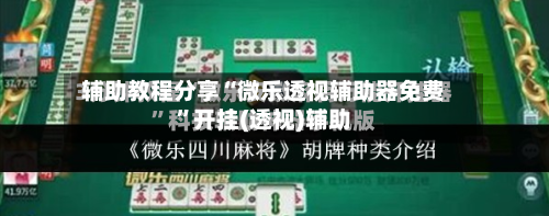 辅助教程分享“微乐透视辅助器免费”开挂(透视)辅助-第1张图片