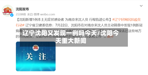 辽宁沈阳又发现一例吗今天/沈阳今天重大新闻-第1张图片