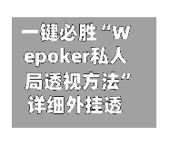 一键必胜“Wepoker私人局透视方法	”详细外挂透视辅助软件教程-第1张图片