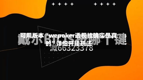 可用版本“wepoker透视挂确实是真的”详细开挂玩法-第1张图片