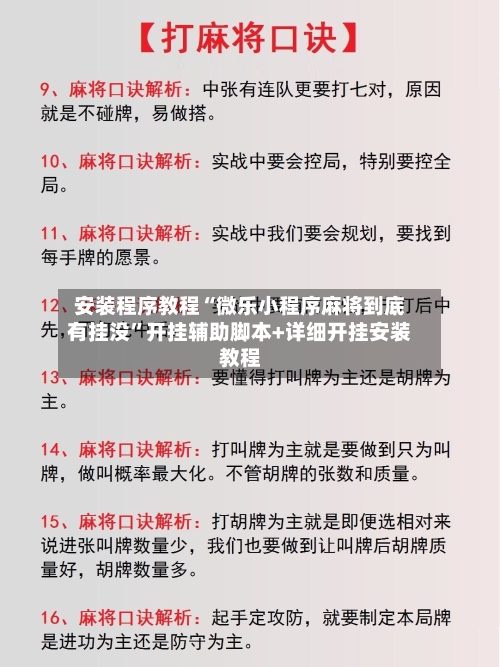 安装程序教程“微乐小程序麻将到底有挂没	”开挂辅助脚本+详细开挂安装教程-第1张图片