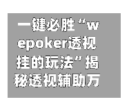 一键必胜“wepoker透视挂的玩法”揭秘透视辅助万能挂用法-第1张图片