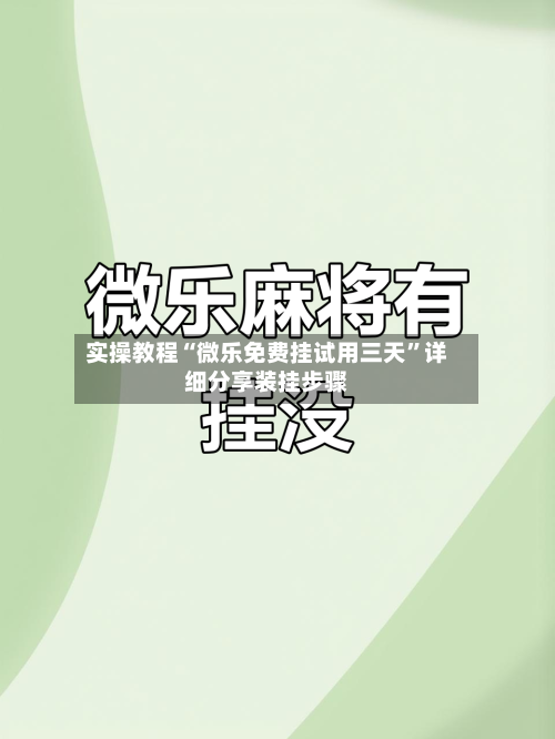 实操教程“微乐免费挂试用三天	”详细分享装挂步骤-第1张图片