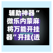 辅助神器“微乐内蒙麻将万能开挂器”开挂(透视)辅助教程-第1张图片