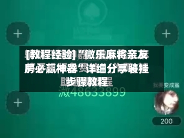 [教程经验]“微乐麻将亲友房必赢神器	”详细分享装挂步骤教程-第1张图片