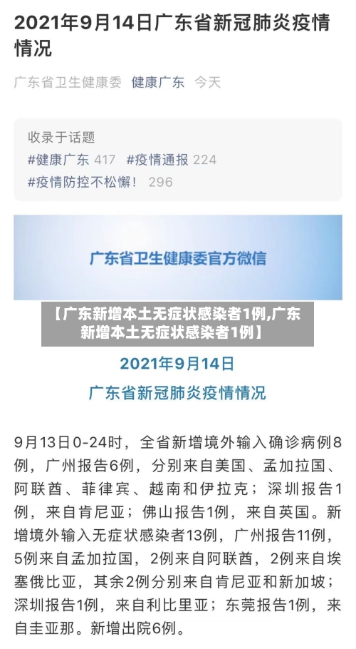 【广东新增本土无症状感染者1例,广东新增本土无症状感染者1例】-第1张图片