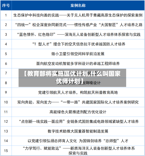 【教育部将实施国优计划,什么叫国家优师计划】-第1张图片